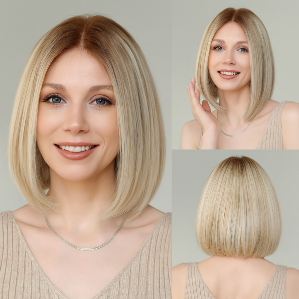 perruque falone lace front cheveux humains courts blond cendré ombré naturel