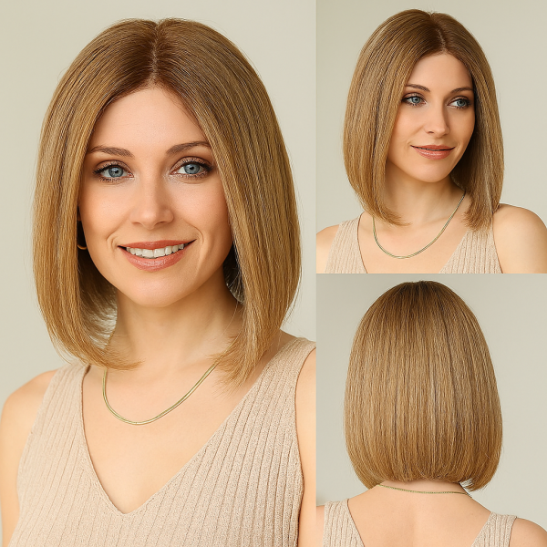 perruque lace front en cheveux humains châtain clair