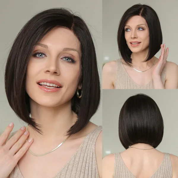 perruque courte noire lace front