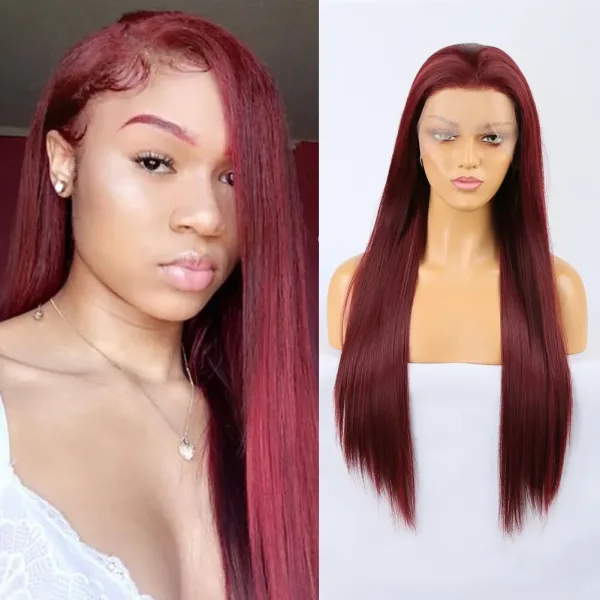 perruque lace front wig rouge