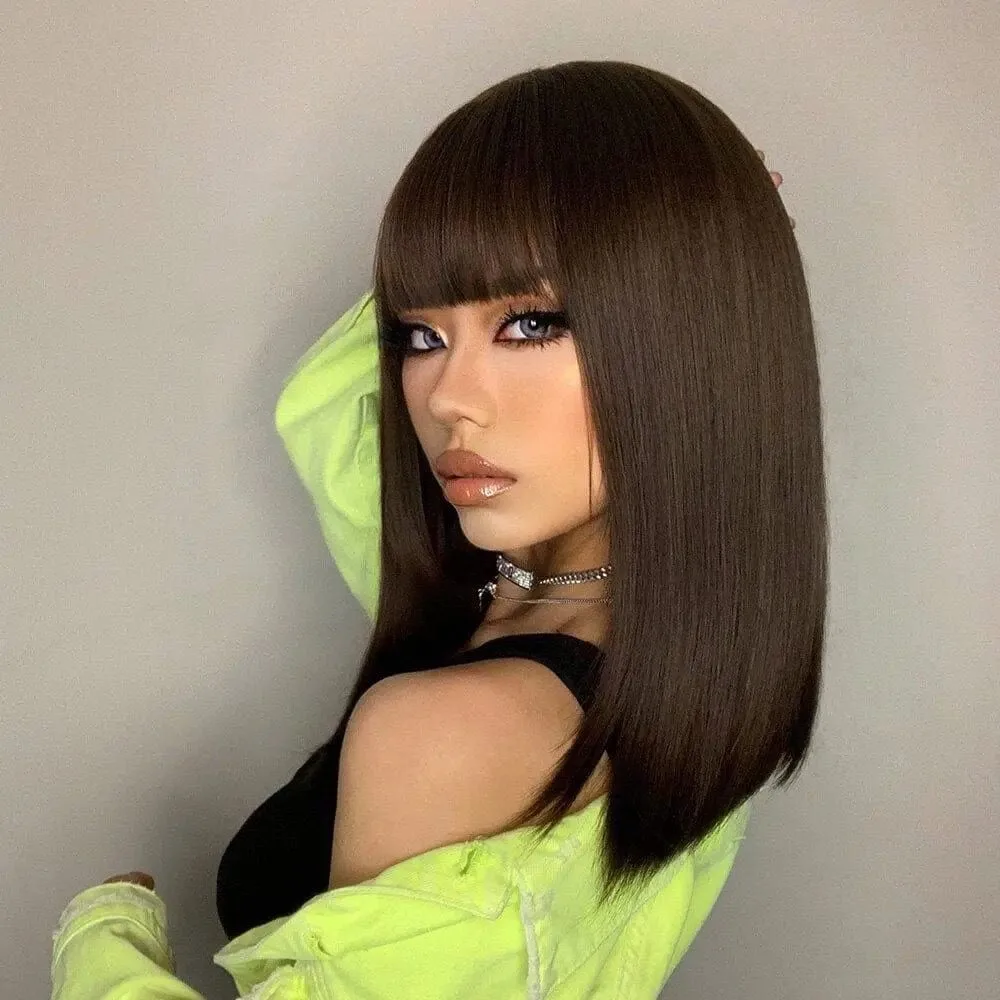 cheveux longs bruns perruque Indira