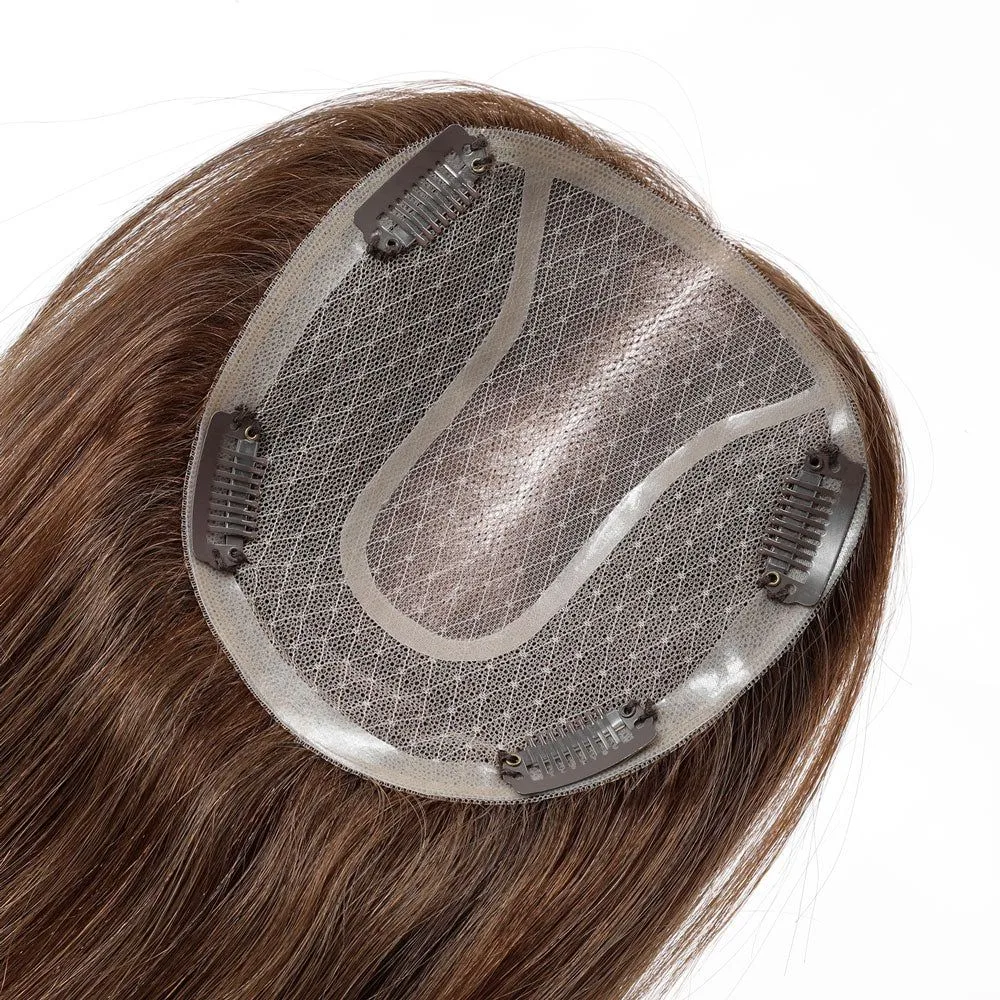 cheveux naturels brun et ombré blond en toppers volumateurs